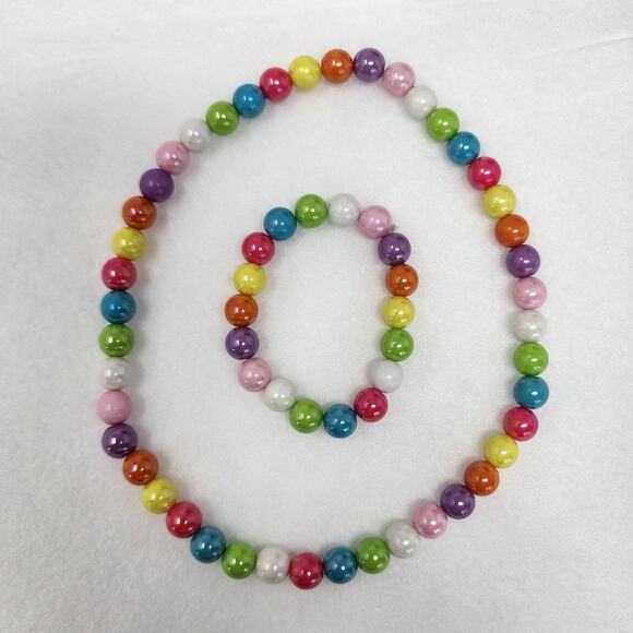 Colorful Large Bead Necklace Bracelet Set - Picture 2 of 4